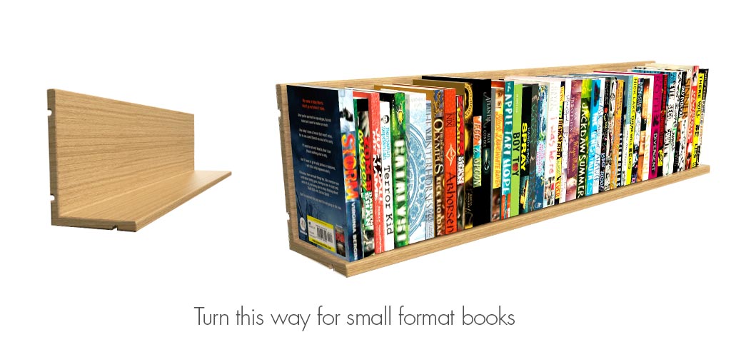 Shallow setting shelves for standard size books