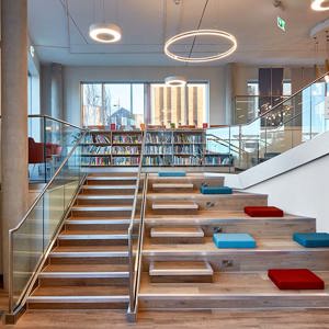 Stairs with seating photo - copyright BHB Architects