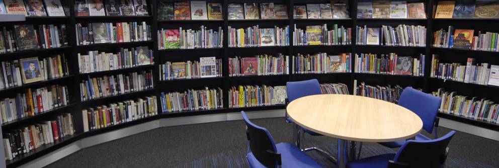 Thame Library bookshelves and reading table