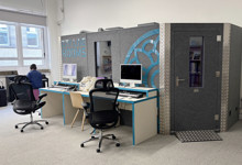 Digital library design — technology integration with screens and computers in a public library space