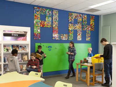 Ingersoll Library, Oxford County, Ontario Lego wall and Lego books