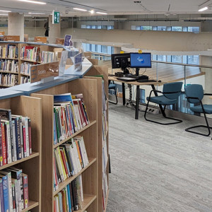 Desks with power on mezzanine