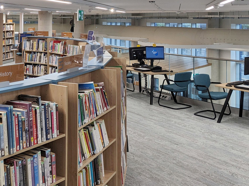 Desks with power on mezzanine