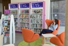 New build public library exterior — modern glass facade library interior design project