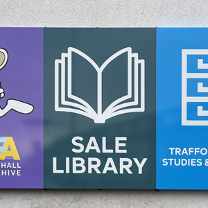 Rear entrance wall signage