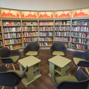 Seating with non-fiction showcase