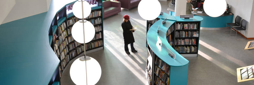 Looking down on Redbridge Library