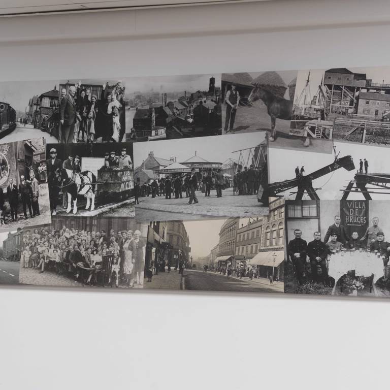 Reproductions of early photographs of Gateshead printed on canvas