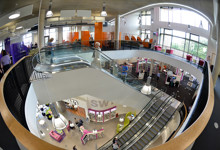 New build public library exterior — modern glass facade library interior design project