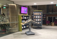 Library leaflet display design — smart information display furniture in a public library entrance