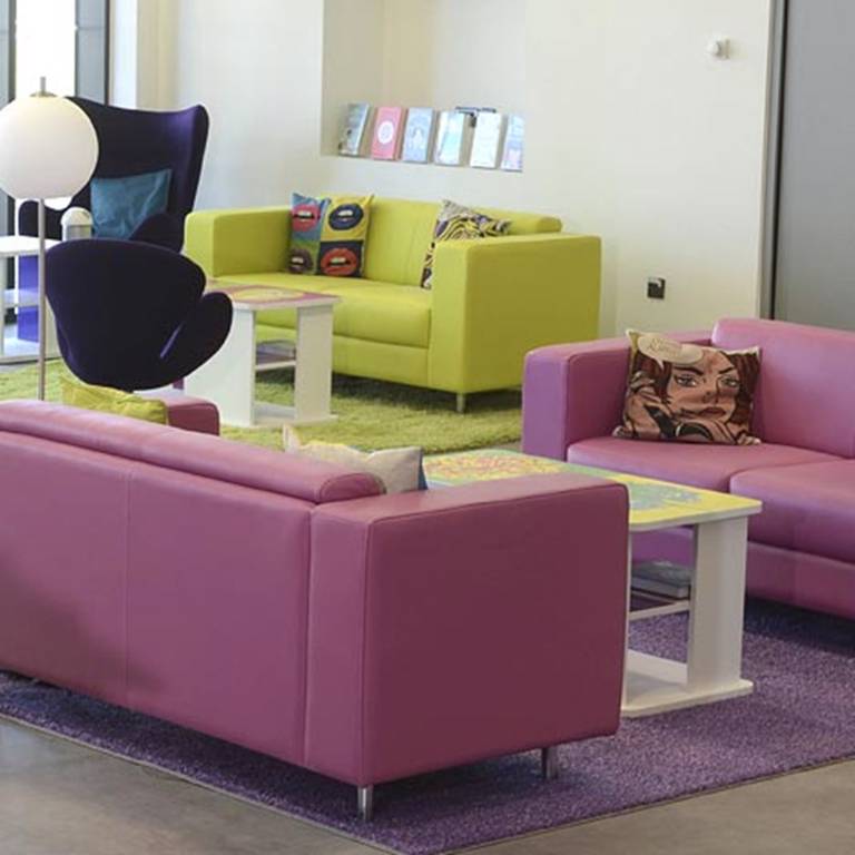 Comfortable library seating in a range of colours