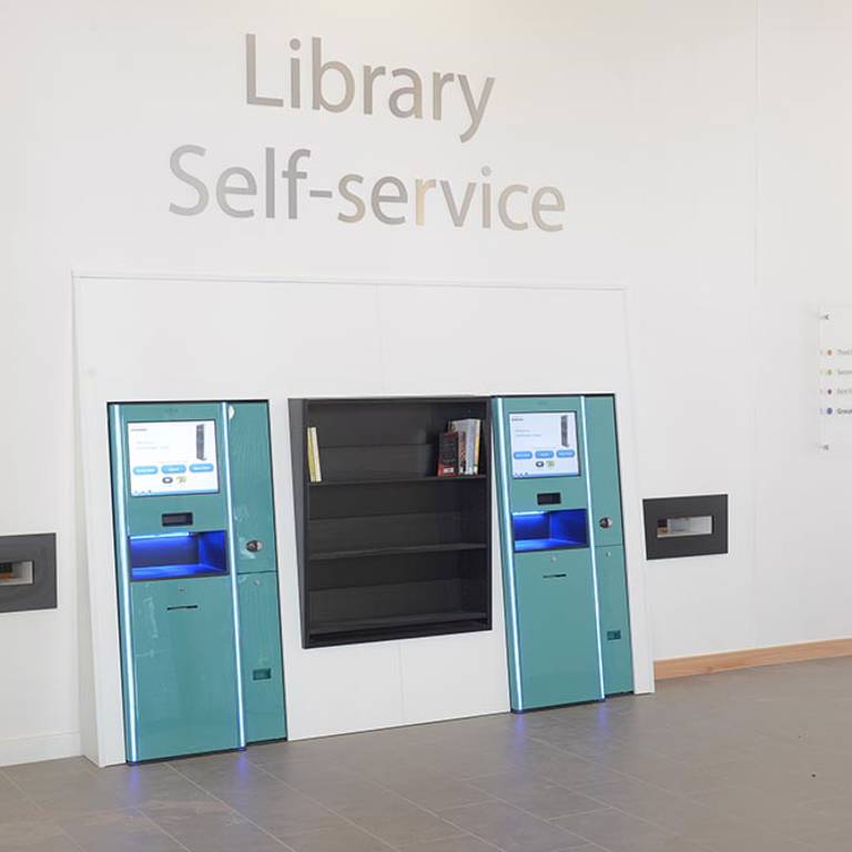 Highly visible and elegant self-service units, Southwater Library (Telford)