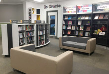Teen library zone design — young people's library space with defined seating area