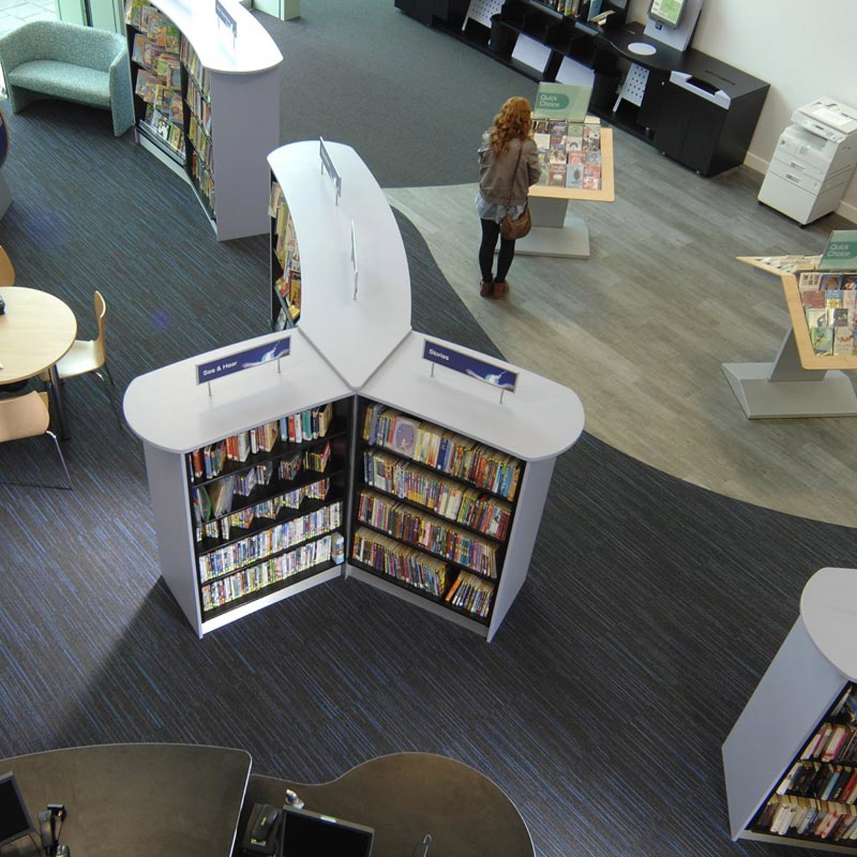 Looking down on Thame Library interior