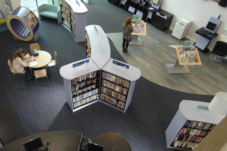 Looking down on Thame Library interior