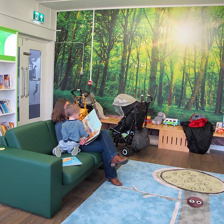 Woodland scene graphics and rug, South Woodford Library