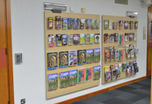 Library leaflet display design — smart information display furniture in a public library entrance