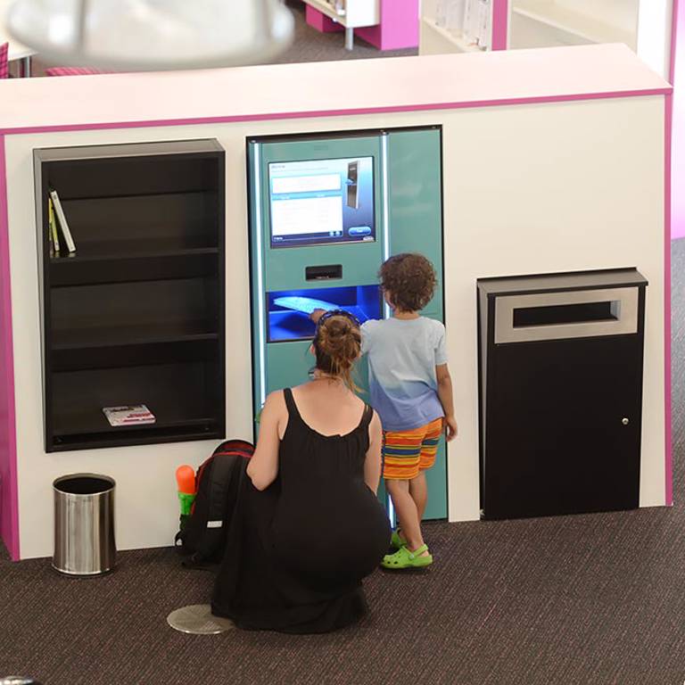 Mid-floor self-service units, Southwater Library (Telford)