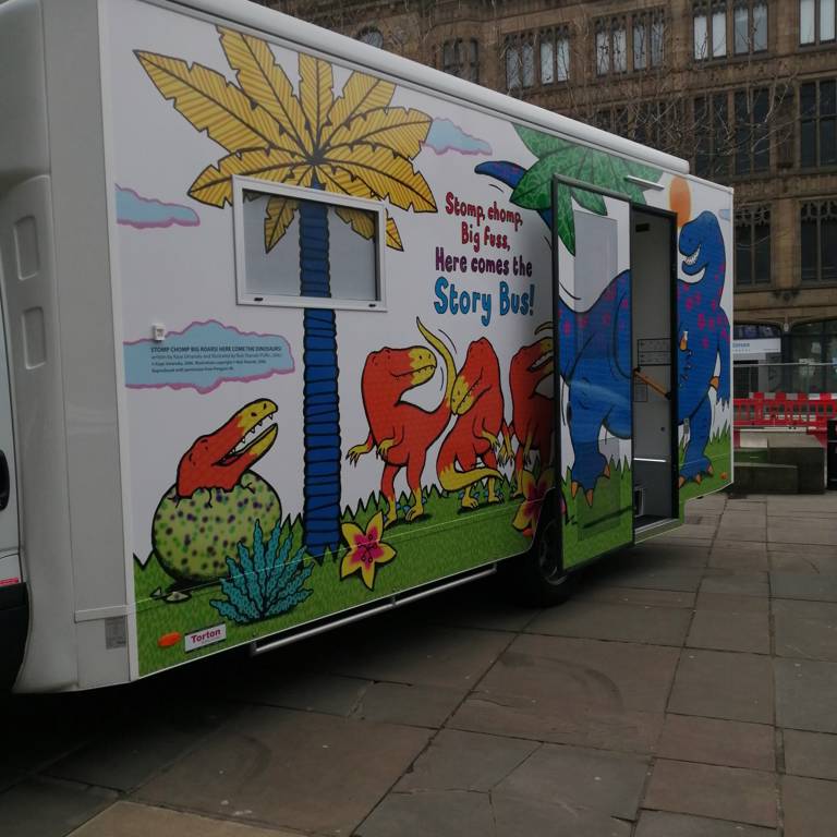Story Bus outside Leeds Central Library