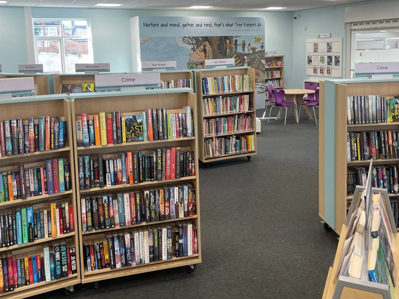 Birtley: View through with books in the eyeline