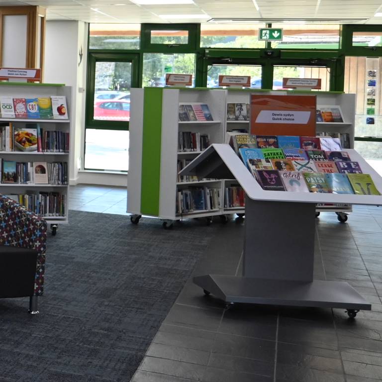 Reception counter and book display