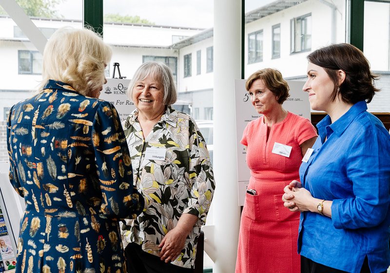 Her Majesty Queen Camilla with Rachel Van Riel, Lucy Hale and Vicki Perrin