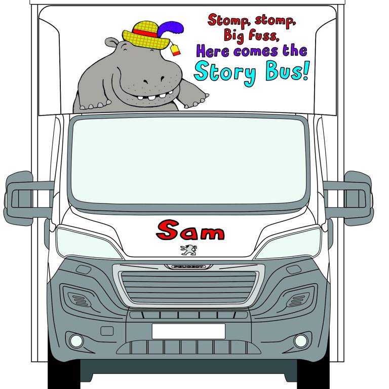 Front view of Sam the Story Bus