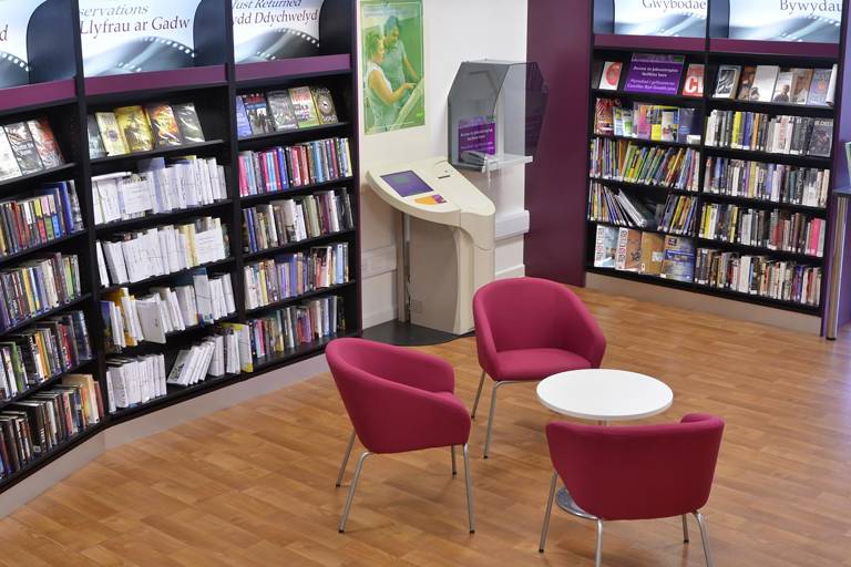 Seating and bookshelves